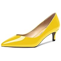Womens Casual Slip On Pointed Toe Dress Shoes Patent Kitten Low Heel Pumps Shoes 2 Inch