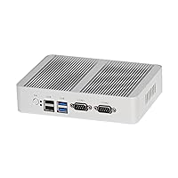 HUNSN Fanless Mini PC, Desktop Computer, HTPC, Kodi Box, Intel Celeron J4105, Windows 11 or Linux Ubuntu, BM32, 2 x COM, 2 x LAN, HDMI, VGA, 8G RAM 256G SSD