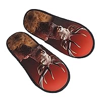 Antler Red Deer Print Furry Slipper For Women Men Winter Fuzzy Slippers Soft Warm House Slippers For Indoor Outdoor Gift