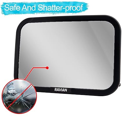 Baby Car Mirror Rear Facing Baby Essentials 100% Shatterproof Safest Clear View 360° Adjustable to All Seats and Ages Crash Tested Fully Assembled