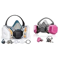 Half Face Dust Respirator Mask w/Filters for Chemicals + Reusable Respirator Mask with 60925 Filter for Painting, Chemical, Organic Vapor, Welding, Polishing, Woodworking and Other Work Protection