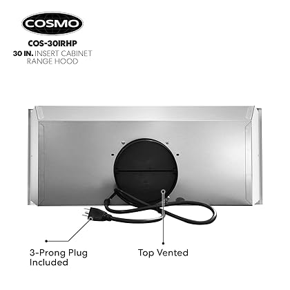 COSMO COS-30IRHP 30 in. Insert Range Hood with Push Button Controls, 3-Speed Fan, LED Lights and Permanent Filters in Stainless Steel