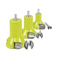 3 Piece 1, 1.5, and 2 Inch Die Cast Aluminum Tenon Cutter Set with Matching Forstner Bits for Woodworking, Lime Green