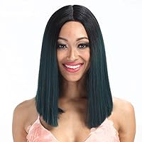 Europe And The United States African Long Straight Hair Fashion Before Lace Chemical Fiber In The Gradient (Color : Pink) ZJ666 (Color : Green)