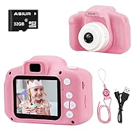 ASIUR Kids Camera Toy, Christmas Birthday Gifts for Girls Age 3-10, 1080P HD Video Cameras for Toddler, Toys for 3 4 5 6 7 8 9 10 Year Old Girl with 32GB SD Card - Light Pink
