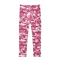 Sharks Camo Pink Leggings for Girls Stretch Pants Girls Leggings Ankle Length Leggings for Kids Toddler 4-10 Years