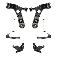 TRQ 8 Piece Suspension Kit Lower Control Arms w/Ball Joints Sway Bar Links Tie Rods Compatible with 2008-2015 Scion xB 2012-2017 Toyota Prius V