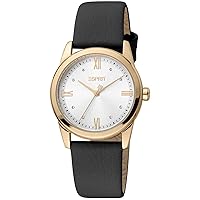Esprit Women's Silver Dial Quartz Analog Watch, Gold, Gold/Black, Strap, Gold/Black, Strap