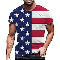 Workout Athletic Shirts for Men,Men's American Flag Graphic Shirt 4th of July Short Sleeve T Shirt Trendy Beach Tops