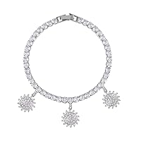 Shop LC Cubic Zirconia CZ Silvertone Charm Bracelet for Women Jewelry Size 7.5