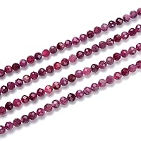 1 Strand Adabele Natural Pink Tourmaline Healing Gemstone 3mm (0.12 Inch) Small Tiny Loose Faceted Round Spacer Stone Beads (120-130pcs) for Jewelry Making GK3-1