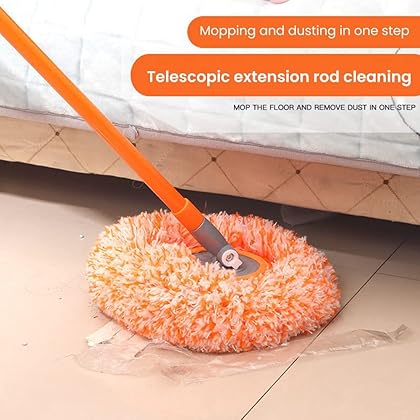 YYHH 360° Rotatable Adjustable Cleaning Mop, Extendable Wall Cleaning Mop, Mops for Floor Cleaning, Bathroom Cleaning Supplies, Spin Mop with 2 Coral Velvet Mop Head