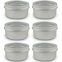 6 Pcs 4 Ounce Aluminum Cans Transparent Top Screw Lid Metal Storage Tins Containers for Storing Spices, Candies, Lip Balm