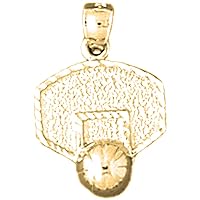 18K Yellow Gold Basketball Hoop Pendant, Made in USA