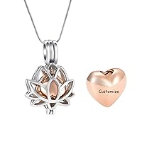 Stainless Steel Lotus-Heart Urn Pet Urn Ashes Pendant Memorial Ash Keepsake Cremation Jewelry Necklace