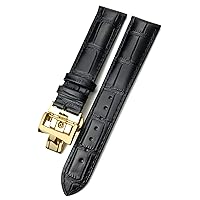 19mm 20mm 21mm 22mm Watch Band Replacement for Vacheron Constantin Patrimony VC Black Blue Brown Cowhide Strap (Color : Black Golden fold, Size : 20mm)