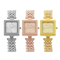 Women Square Dial Watch Rhinestone Steel Band Watches Quart Temperament Wrist Watch