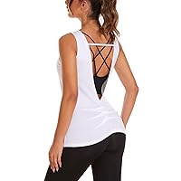 COOrun Workout Tank Tops for Women Open Back Strappy Athletic Tanks Yoga Tops Gym Shirts