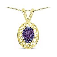 Solid 10K Gold Vintage Style Filigree Oval 6x4mm Pendant Necklace