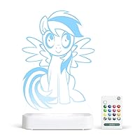 Rainbow Dash My Little Pony Starlight - Color Change 12 Color Pattern LED Decorative Night Light for Kids with Remote