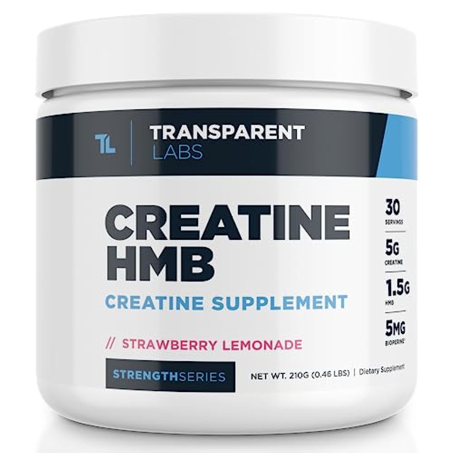 Transparent Labs Creatine HMB - Creatine Monohydrate Powder with HMB for Muscle Growth, Increased Strength, Enhanced Energy Output, and Improved Athletic Performance - 30 Servings, Strawberry Lemonade