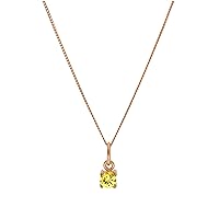 Rose Gold Plated Sterling Silver Citrine CZ Birthstone Necklace 14 Inches