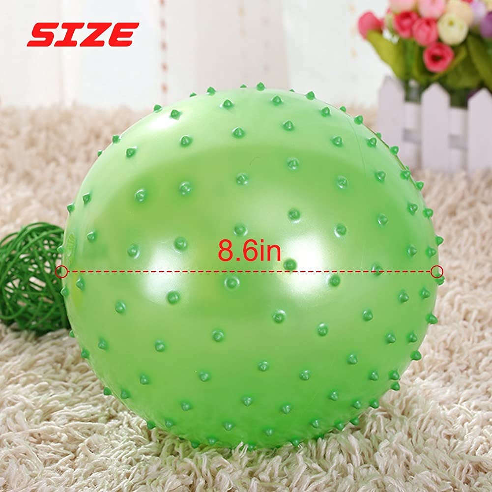 8.6 Inch 5 Pack Sensory Balls for Toddlers 1-3 with Pump Inflatable Knobby Bouncy Massage Balls for Babies Sports Playground Soft Tactile Indoor Outdoor Toss Roll Entertained Balls(sensory ball)