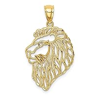 14k Yellow Gold Lion Profile Necklace Charm Pendant Animal Cat Big Fine Jewelry For Women Gifts For Her