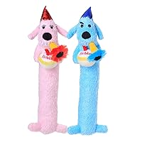 Multipet's 12-Inch Happy Birthday Loofa Dog Toy, 1 Count (Colors May Vary) for All Breed Sizes