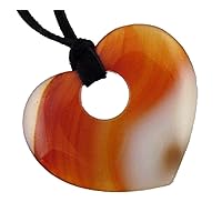 Natural Carnelian Agate Free Form Lapidary Heart Pendant Necklace