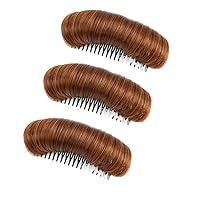 3 Pieces Hair Bun Invisible False Hair Clip Bump It Up Volume Hair Base Fluffy Princess Styling Increased Hair Pad Styling Insert Tool Increased Hair Pad Hair Accessories (Light Brown)