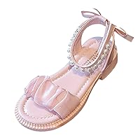Girls Sandals Pearl Lace Princess Dress Shoes Open Toe Mary Jane Sandals Kids School Party Wedding Dance Shoes