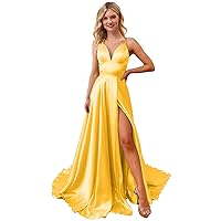 MllesReve Women's Spaghetti Strap Prom Dress Long with Slit Bridesmaid Ball Gown