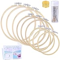 9 Pcs Embroidery Hoop Set for Beginner, 3 Sizes Cross Stitch Hoops, Cross Stitch Circle, Embroidery Circle with Needles