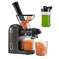 Mecity Small Masticating Juicer Electirc Slow Juicer with Reverse Function For Home, Easy to Clean Juicer Extractor with Travel Bottle, Self-Feeding Juice Maker for Vegetable and Fruit