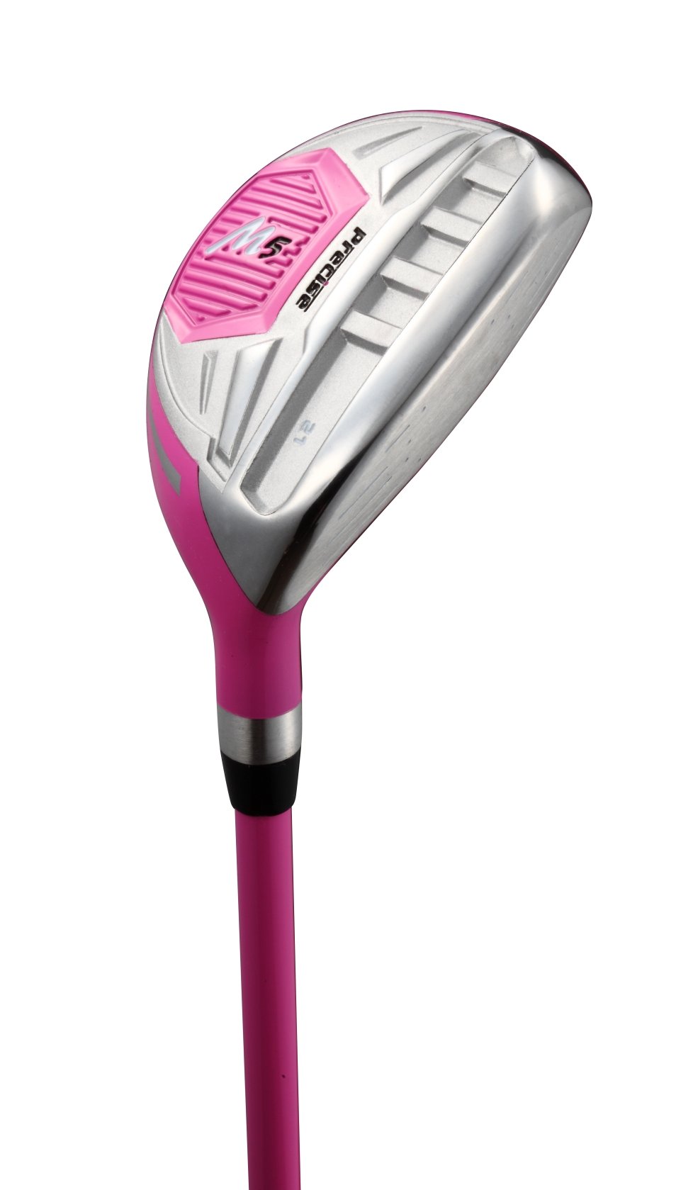 Precise M5 Ladies Womens Complete Right Handed Golf Clubs Set Includes Titanium Driver, S.S. Fairway, S.S. Hybrid, S.S. 5-PW Irons, Putter, Stand Bag, 3 H/C's Pink