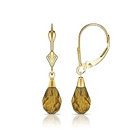 14k Yellow Gold Yellow 9x6mm Crystal Pear Drop Leverback Earrings Measures 29x6mm Jewelry for Women