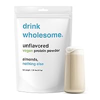 drink wholesome Vegan Unflavored Almond Protein Powder | for Sensitive Stomachs | Easy to Digest | Gut Friendly | No Bloating | 1.35 lb