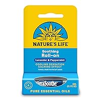 Nature's Life Soothing Roll On - Aromatherapy Oils for Head and Neck - Fast-Acting Stick Cools and Calms with Peppermint Oil and Lavender Oil, 60-Day Guarantee, Over 100 Applications, 0.1 oz