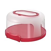 Top Shelf Elements Round Cake Carrier For Up To 10 Inch Cake Portable Cake Stands Two Sided Cake Box With Handle Fashionable Base Doubles as Five Section Serving Tray Container Holds Pies(Scarlet)