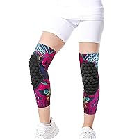 Youth Football Compression Leg Sleeve with Knee Pad Kids Basketball Protective Knee Pads for Volleyball Wrestling Hot Pink 9-10 Years