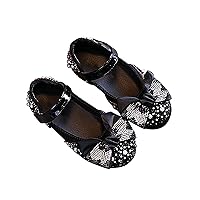 Girls' Single Shoes Spring and Autumn Casual Colored Diamond Bow Knot Small and Medium Sized Little Girl Furry