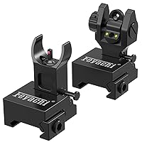 Feyachi S27 Fiber Optic Iron Sights Flip Up Front and Rear Sites with Red and Green Dot Picatinny Backup Sight Set