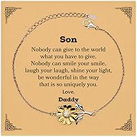 Son Inspirational Gifts from Daddy, Nobody can give to the world, Motivational Birthday Sunflower Bracelet for Son