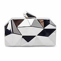 LHHMZ Womens Geometric Metal Evening Clutch Bags Fashion Small Evening Shoulder Bags Box Clutch