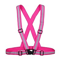 CHICTRY Reflective Vest High Visibility Elastic Lightweight Adjustable Safety Belt Vest for Running Walking Jogging Cycling Motorcycle Outdoor Activities Pink One Size