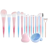Docolor Makeup Brushes 16Pcs Fantasy Makeup Brushes Set with Makeup Bag and Makeup Sponge and Brush Cleaning Pad and Eyelash Comb With Comb Cover Pink