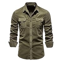 Classical Corduroy Cotton Shirts Men Business Casual Lapel Solid Color Slim Men' Shirt Autumn for