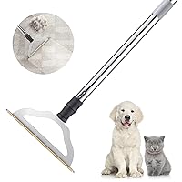 47“ Adjustable Long Handle Carpet Rake Pet Hair Remover, Reusable Large Metal Lint Remover Brush for Embedded Fur Removal from Low Pile Rugs Stairs, Carpet Brush Scraper Dog Cat Hair Remover Broom