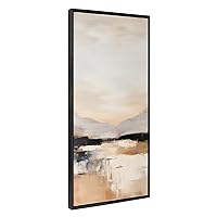 Kate and Laurel Sylvie Peaceful Landscape III Framed Canvas Wall Art by Amy Lighthall, 18x40 Black, Modern Abstract Landscape Art for Wall